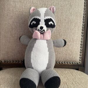 The Beaufort Bonnet Company Gray and Pink Raccoon knitted Plush retired